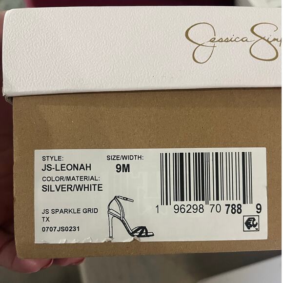 JESSICA SIMPSON Leonah Ankle Strap Sandal Silver Prom Formal Party Size 9 $89 - Picture 8 of 15